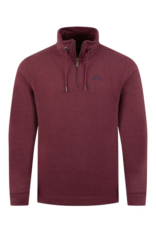 Weird Fish Brampton Branded 1/4 Zip Sweatshirt Deep Crimson
