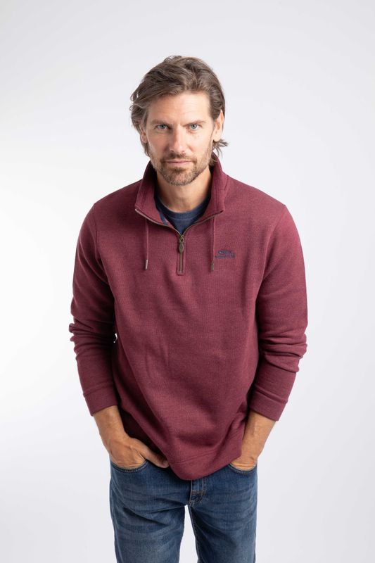 Weird Fish Brampton Branded 1/4 Zip Sweatshirt Deep Crimson