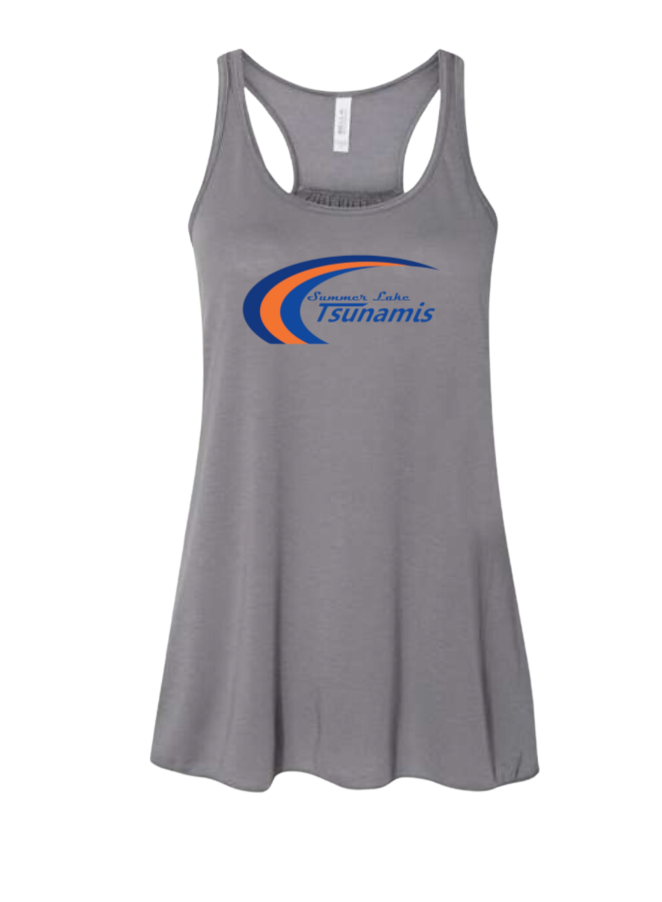 ​Summer Lake Tsunamis Custom Ladies Flowy Racerback Tank - Storm and White - 3 Design Options