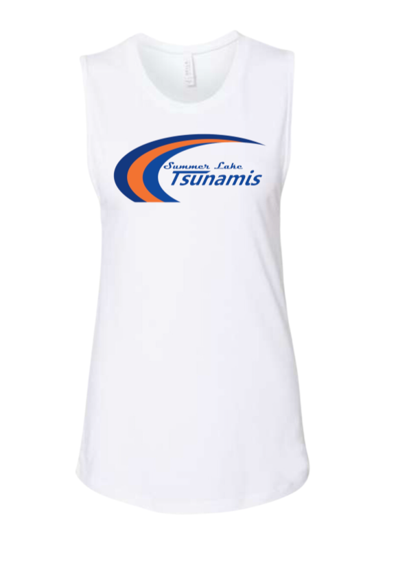 Summer Lake Tsunamis Custom Ladies Muscle Tank Top - White - 3 Design Options