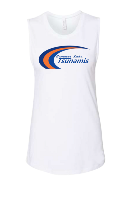 Summer Lake Tsunamis Custom Ladies Muscle Tank Top - White - 3 Design Options