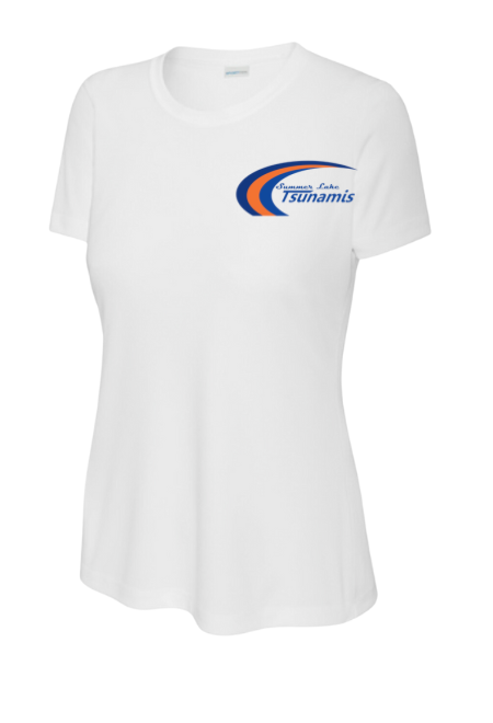 Summer Lake Tsunamis Custom Ladies Moisture Wick Tee - Grey Concrete or White