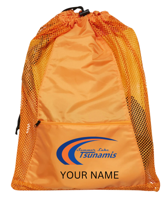 Summer Lake Tsunamis Custom Embroidered Mesh Backpack- Orange