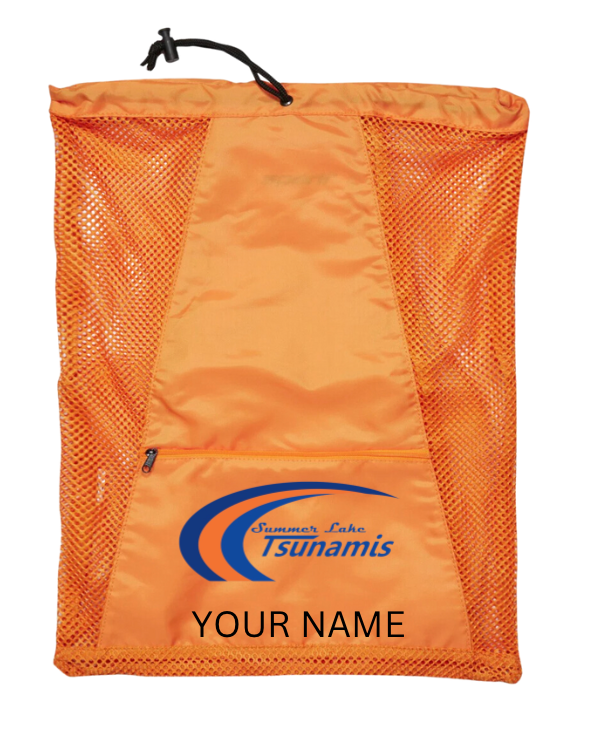 Summer Lake Tsunamis Custom Embroidered Mesh Backpack- Orange
