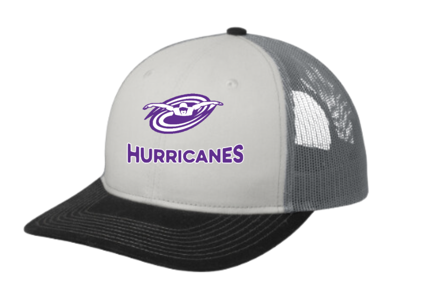 The Highlands Custom Embroidered Snapback Trucker Cap Hat- White/Black/Grey or Grey Steel/Purple