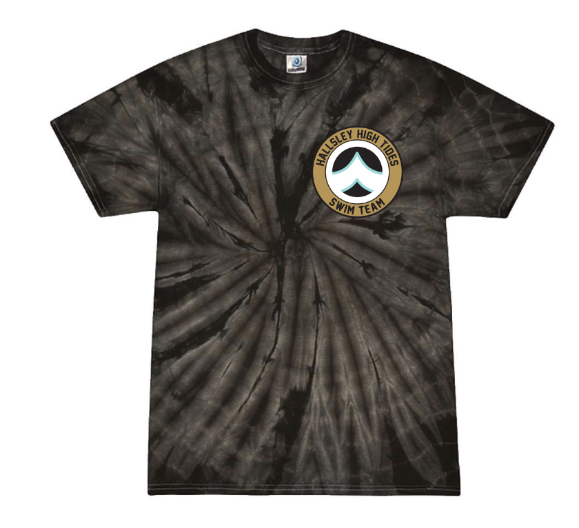 Hallsley High Tides Custom Team Tie Dyed T-Shirt - Black or Turquoise - 2 Design Options - Youth & Adult Sizes