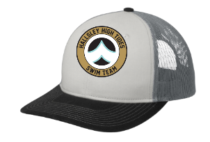 Hallsley Custom Embroidered Snapback Trucker Cap Hat- White/Black/Grey or Grey Steel/Neon Blue
