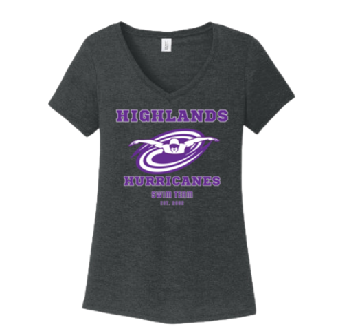 The Highlands Custom Ladies V-Neck T-Shirt - Purple Frost or Black Frost