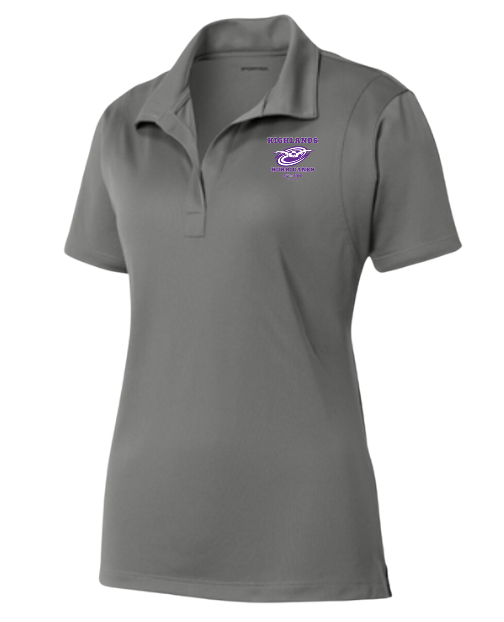 The Highlands Custom Embroidered Ladies Moisture Wick Polo - Concrete Grey