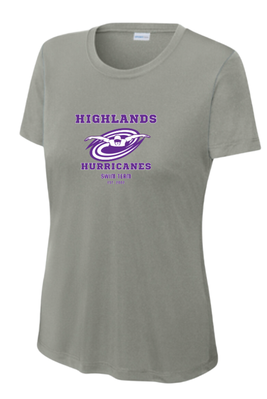 The Highlands Custom Ladies Moisture Wick Tee - Grey Concrete or White