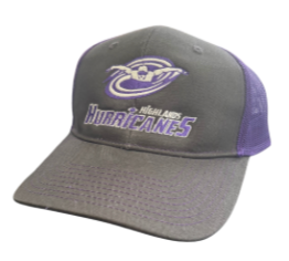 The Highlands Custom Embroidered Snapback Trucker Cap Hat- White/Black/Grey or Grey Steel/Purple