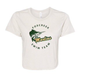 Foxcreek Marlins Custom Ladies Flowy Crop Tee - Stone Heather or Athletic Heather