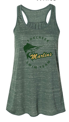 Foxcreek Marlins Custom Team Ladies Flowy Racerback Tank - Forest Marble or White