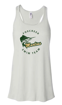 Foxcreek Marlins Custom Team Ladies Flowy Racerback Tank - Forest Marble or White