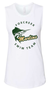 Foxcreek Marlins Custom Team Ladies Muscle Tank Top - White or Athletic Grey