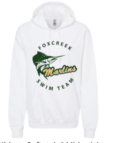 Foxcreek Marlins Custom Team  Hoodie Sweatshirt - White or Sport Grey - Youth & Adult