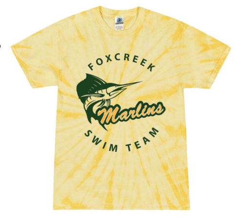 Foxcreek Marlins Custom Team Tie Dyed T-Shirt - Yellow - Youth & Adult