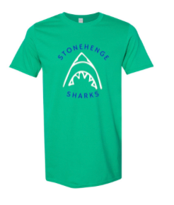 ​Stonehenge Sharks Custom Team T-Shirt - Kelly Green or Heather Royal - Youth & Adult Sizes
