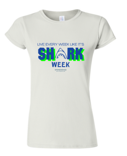 ​Stonehenge Sharks SHARK WEEK Ladies T-Shirt - White or Heather Royal