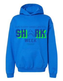 Stonehenge Sharks SHARK WEEK Hoodie Sweatshirt - White or Royal - Youth & Adult Sizes
