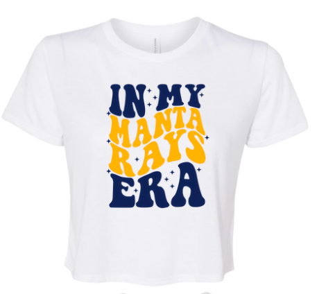 Harpers Mill Manta Rays Ladies Flowy Crop Tee - White - 3 Design Options - Adult