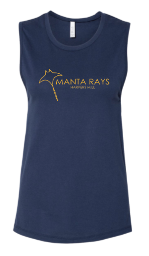 Harpers Mill Manta Rays Ladies Muscle Tank Top - Navy - 5 Design Options