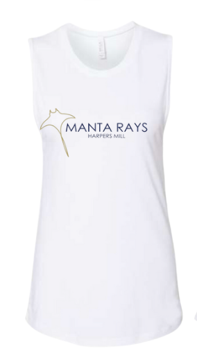 Harpers Mill Manta Rays Ladies Muscle Tank Top - White - 4 Design Options