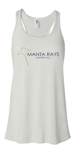 Harpers Mill Manta Rays Ladies Flowy Racerback Tank - White - 4 Design Options