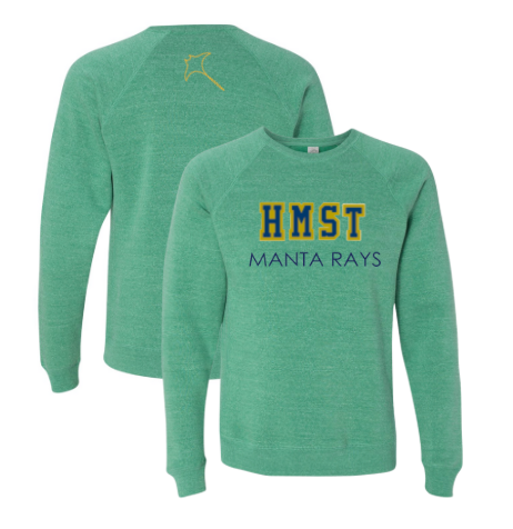 Harpers Mill Manta Rays Custom Varsity Crew Sweatshirt with Embroidery & Tackle Twill
