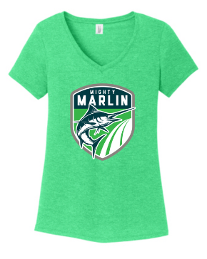 Smoketree Mighty Marlin Ladies V-Neck Tee - Green Frost