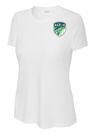 Smoketree Mighty Marlin Ladies Moisture Wick Tee - White