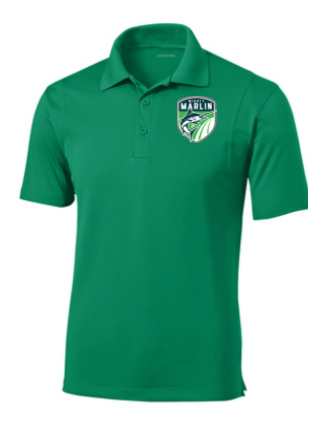 Smoketree Mighty Marlin Mens Moisture Wick Polo with Embroidered Logo - Kelly Green