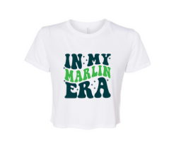 Smoketree "IN MY MARLIN ERA" Ladies Flowy Crop Tee - White