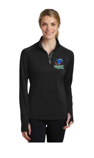 Quest Swimming Embroidered Ladies 1/4 Zip Pull Over