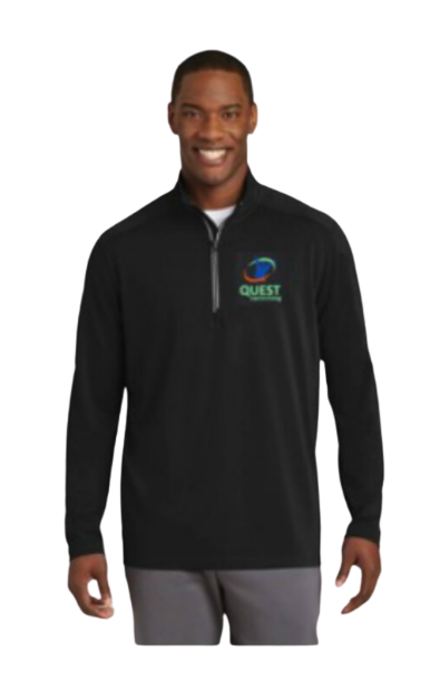 Quest Swimming Embroidered Mens 1/4 Zip Pull Over