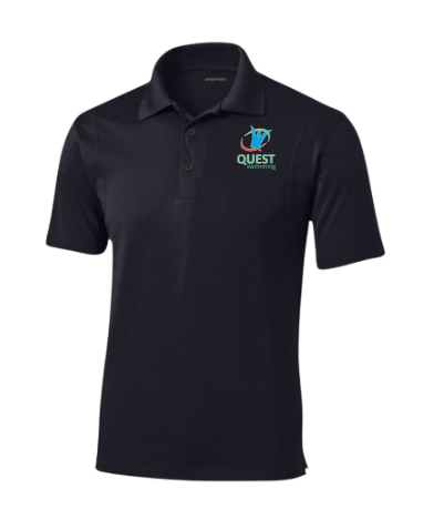 Quest Swimming Embroidered Mens Moisture Wick Polo