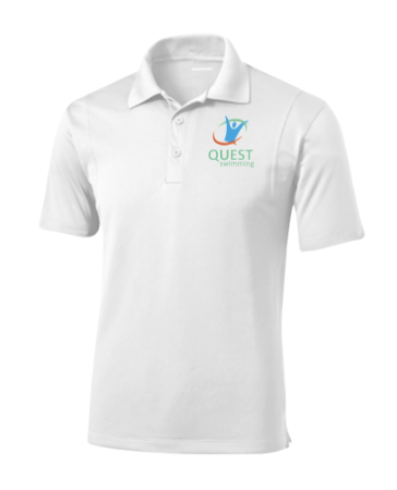 Quest Swimming Embroidered Mens Moisture Wick Polo