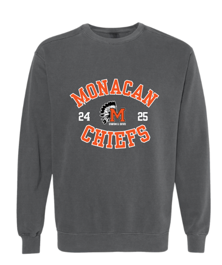 Monacan Chiefs Team Crew Neck Sweatshirt Comfort Colors Pepper