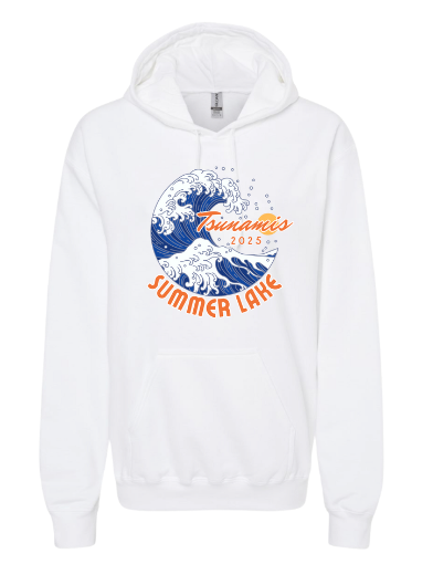 Summer Lake Tsunamis Custom Adult Hoodie Sweatshirt - White or Cement - 3 Design Options
