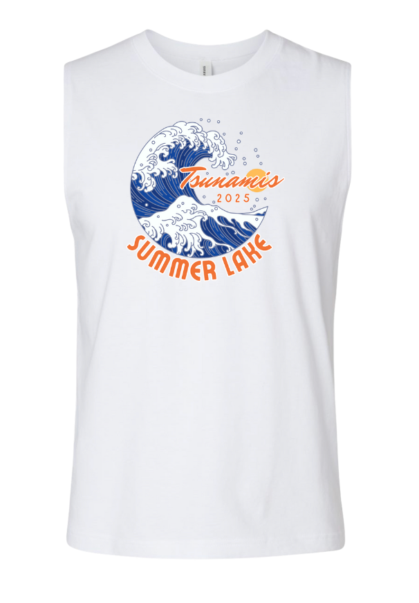 Summer Lake Tsunamis Custom Mens Muscle Tank Top - White - 3 Design Options