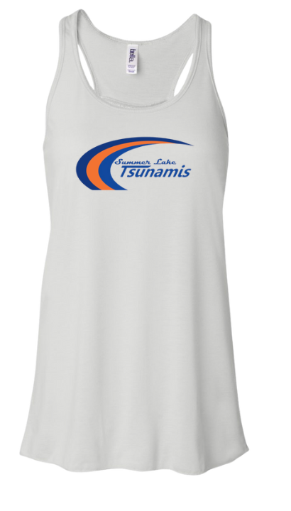 Summer Lake Tsunamis Custom Ladies Flowy Racerback Tank - Storm and White - 3 Design Options