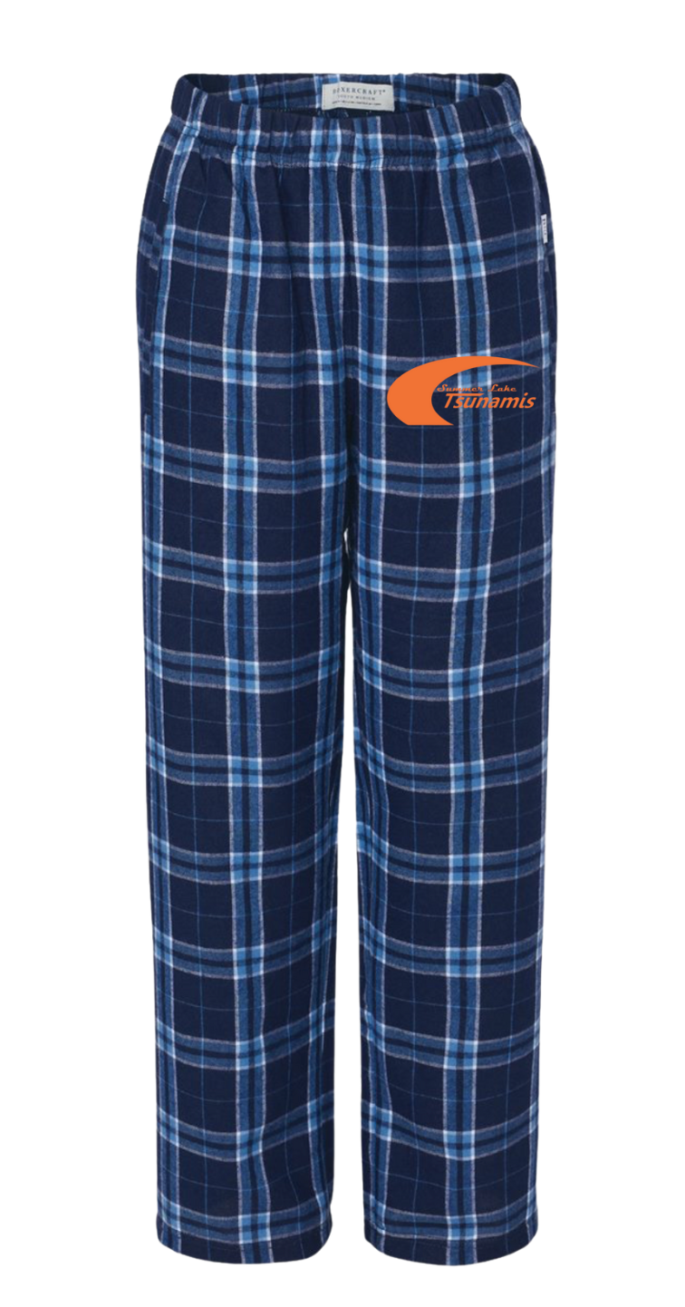 Summer Lake Tsunamis Custom Flannel Pajama Pants - Navy Columbia Plaid - Youth and Adult