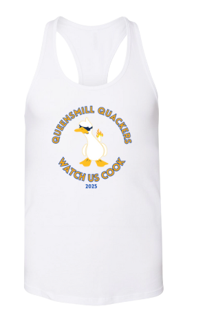 Queensmill Quackers Custom Ladies Flowy Racerback Tank - Athletic Heather and White - 3 Design Options