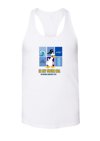 Queensmill Quackers Custom Ladies Flowy Racerback Tank - Athletic Heather and White - 3 Design Options
