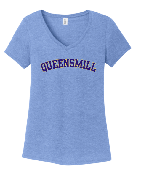 Queensmill Quackers Custom Ladies V-Neck Tee - Maritime Frost or White - 3 Design Options