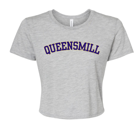 Queensmill Quackers Custom Ladies Flowy Crop Tee - White or Athletic Heather- 3 Design Options