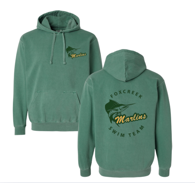 ​Foxcreek Marlins Custom Team Hoodie Sweatshirt - Comfort Colors - Light Green - Adult