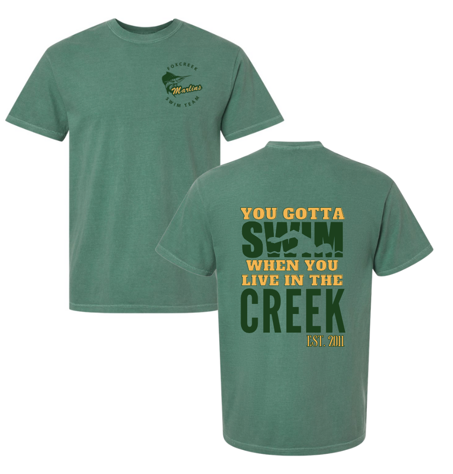​Foxcreek Marlins Custom Team T-Shirt - "YOU GOTTA SWIM" Comfort Colors - Light Green - Adult