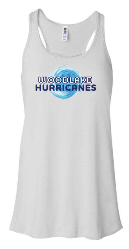 Woodlake Hurricanes Custom Ladies Flowy Racerback Tank - Tru Royal Marble and White