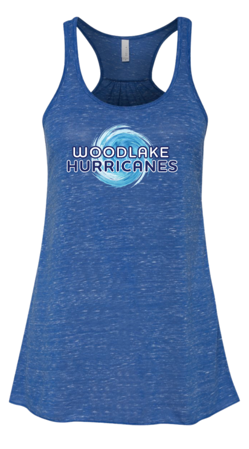 Woodlake Hurricanes Custom Ladies Flowy Racerback Tank - Tru Royal Marble and White